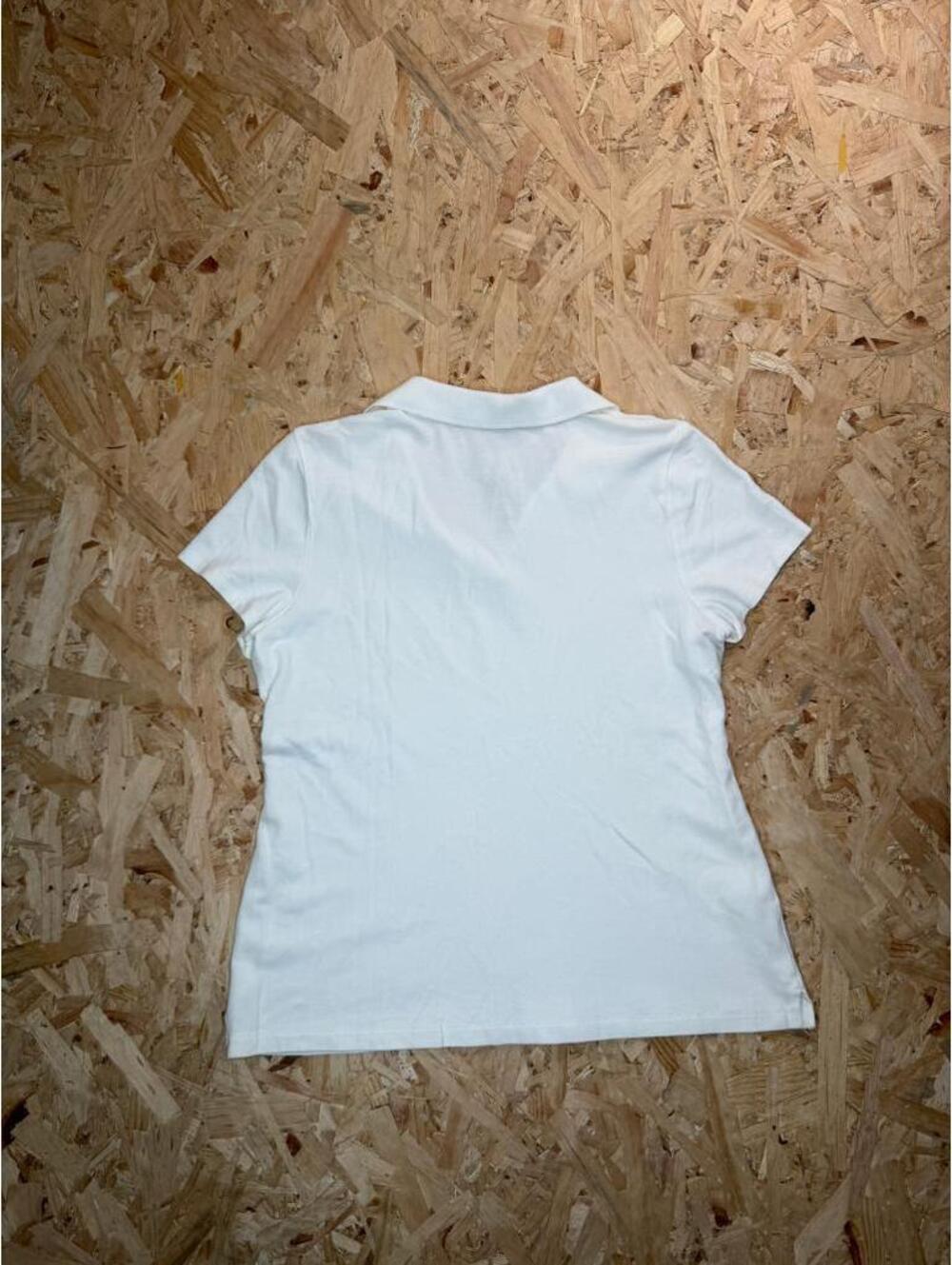 St Johns Bay Womens Polo Shirt PM Petite Medium White Short Sleeve V Neck Cotton - Picture 8 of 13